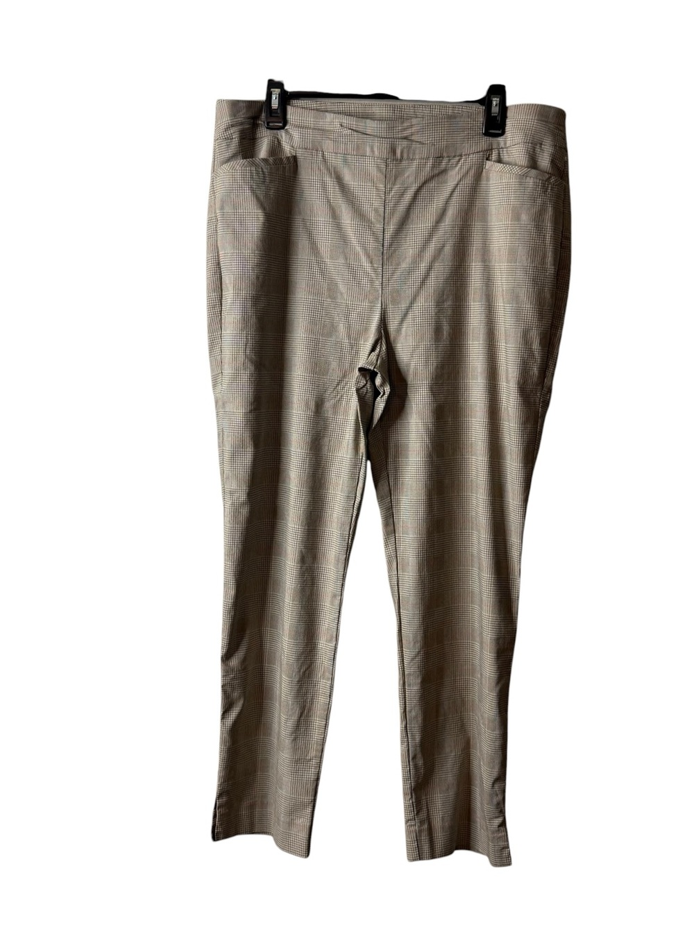 Chicos Tan Beige Plaid Pull On Straight Pants 2.5